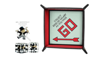 Monopoly Dice Tray with Mr. Monopoly D6's