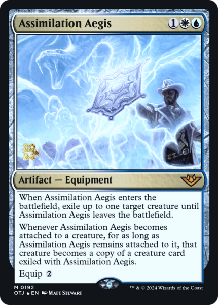 Assimilation Aegis (POTJ-192S) - Outlaws of Thunder Junction Promos Foil [Mythic]