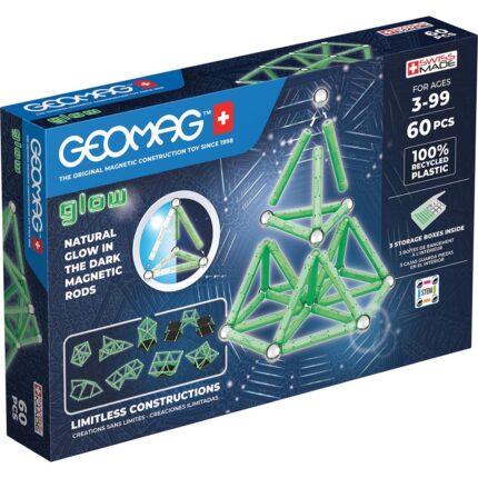 Glow Recycled Plastic  Magnetic Shapes - 60 Pieces