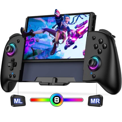 Spican Switch Controllers for Nintendo Switch/Switch OLED Controller, Switch Wireless Pro Controller One-Piece Joypad, Full-Size Ergonomic Handheld Mode Controller with Battery/Turbo/Programming