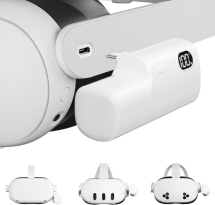 Battery Pack for Meta Quest 3/3S and 2, Accessories for Oculus Quest 2/3/3S, 5000mAh Extended Battery Charger Lightweight VR Accessories VR Headset Power Bank Extra 2-4H Playtime
