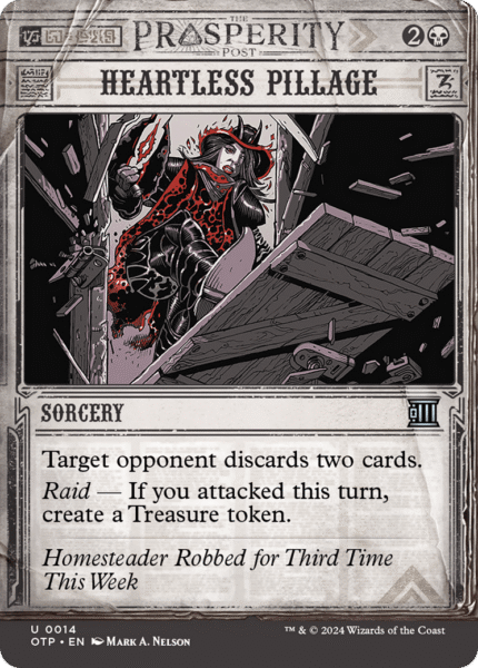 Heartless Pillage (OTP-014) - Breaking News: (Showcase) (Borderless) Foil [Uncommon]