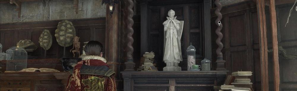 giant white wizards chess piece in professor weasleys transfiguration classroom in hogwarts legacy