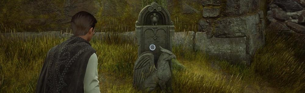 hippogriff gravestone behind hagrids hut in hogwarts legacy