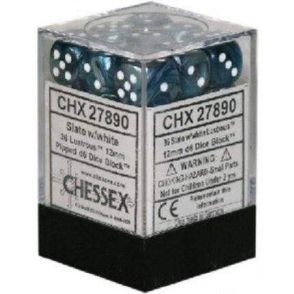 Chessex - 36D6 - Lustrous - Slate/White